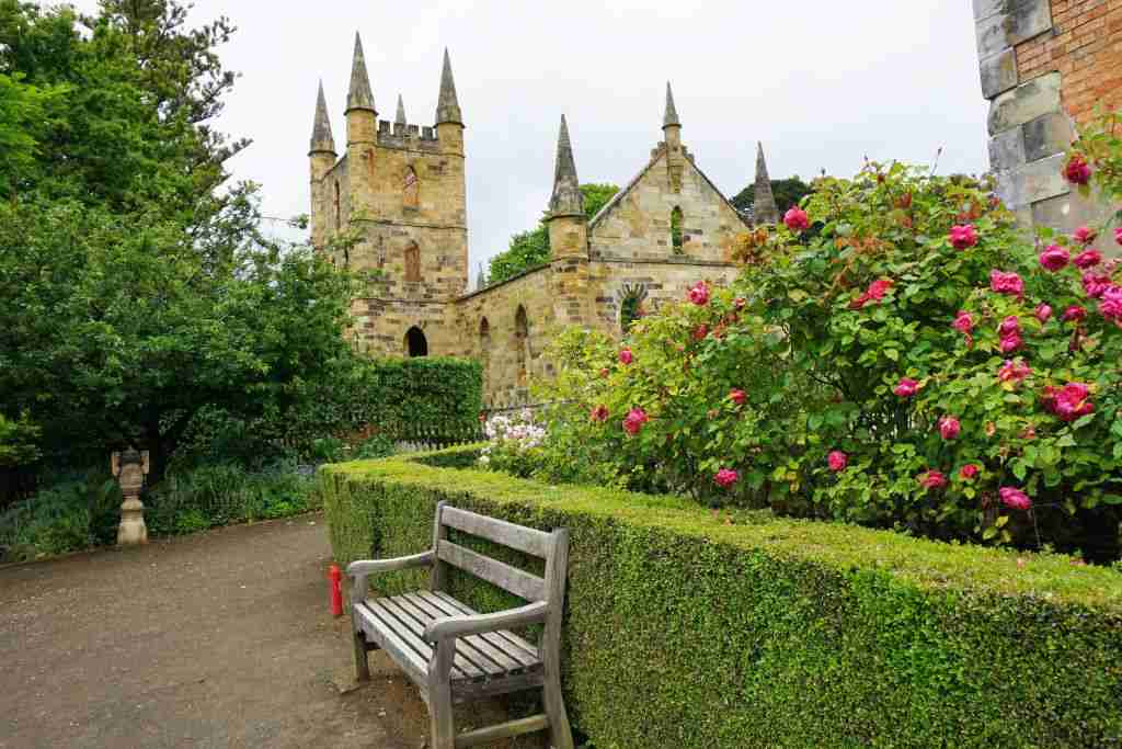 Ruins of a church in Port Arthur in Tasmania