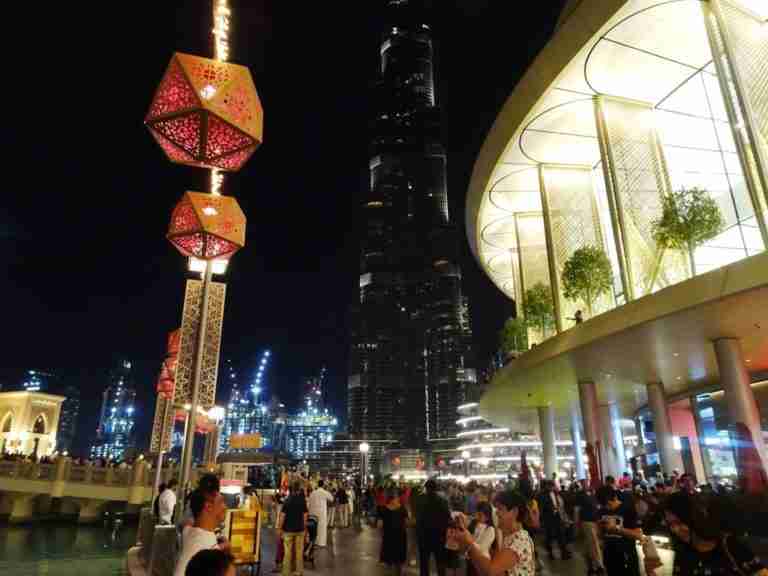 Dubai Mall at night on a stop over in Dubai