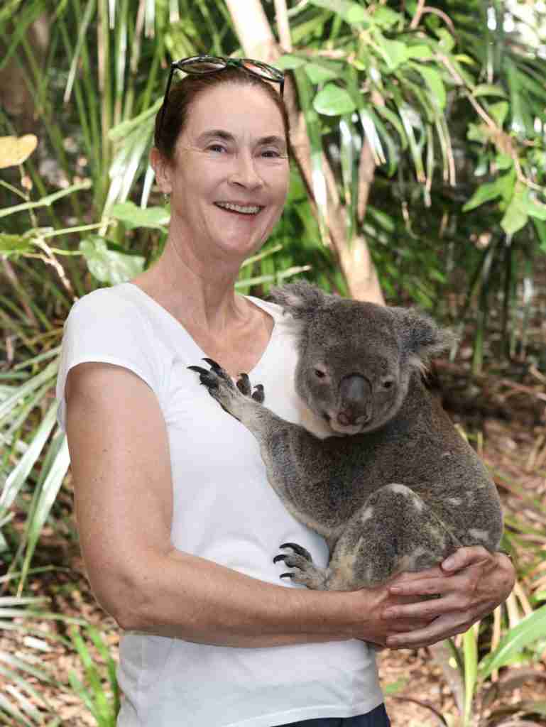 Hugging a koala at the Lone Pine Koala Sanctuary in Brisbane