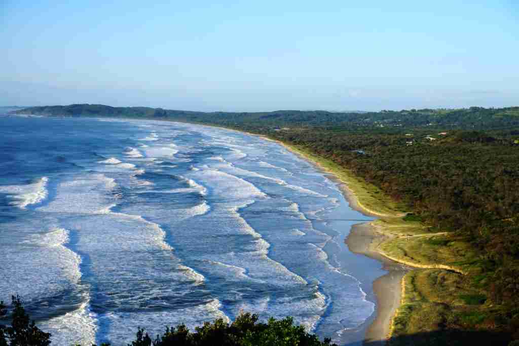 waves rolling in to Tallow Beach Byron Bay in Australia