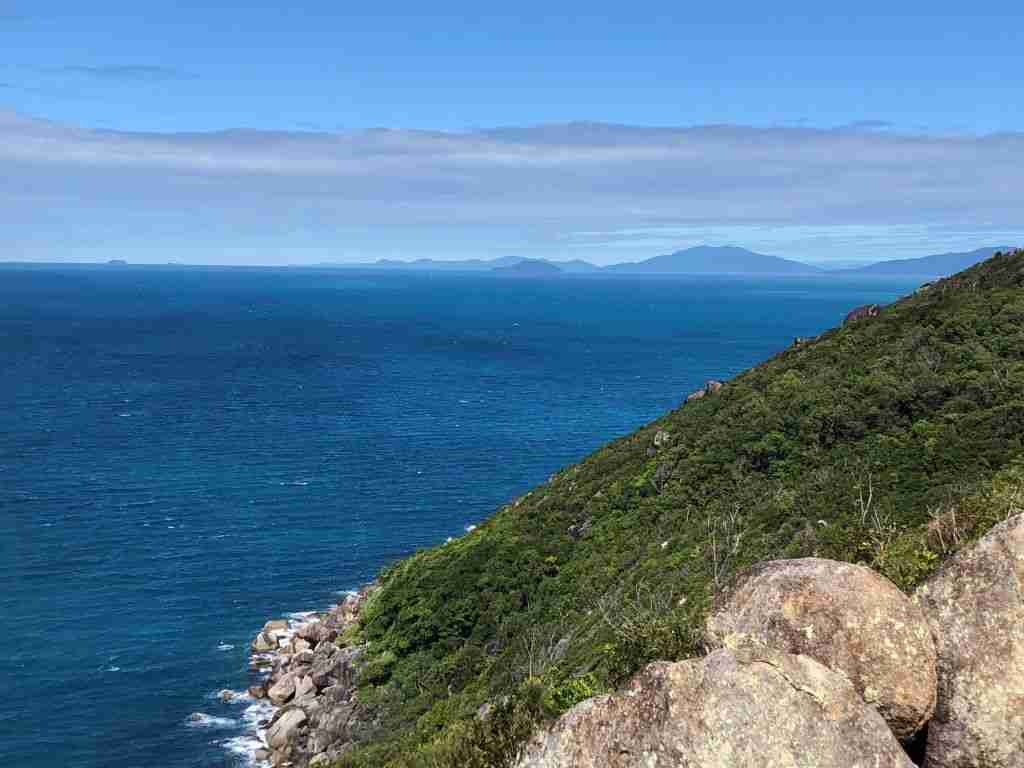 View of the rocks and the ocean from the lighthouse on Fitzroy Island