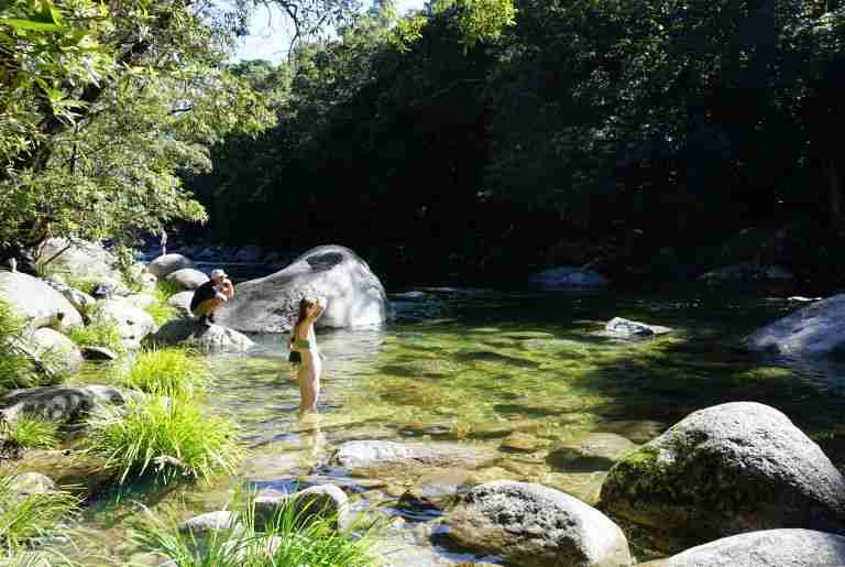 swimming in the river at Mossman Gorge near Port Douglas
