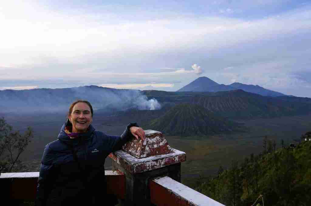 At the sunrise lookout point on Mt Bromo in Indonesia