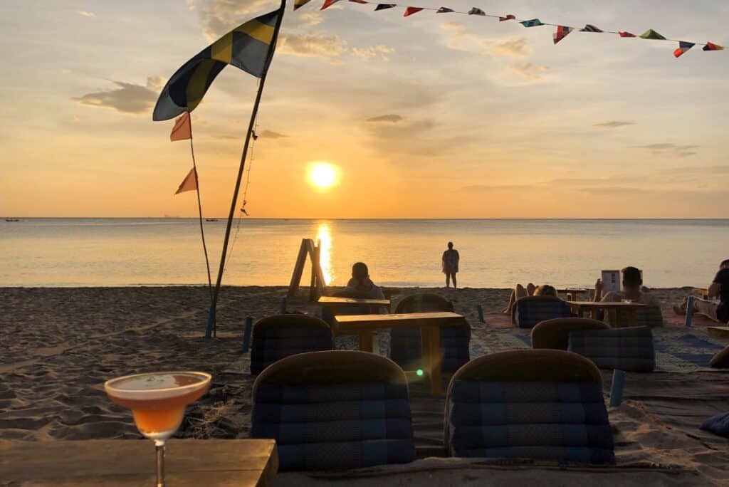 A cocktail at sunset on Khlong Nin Beach Koh Lanta