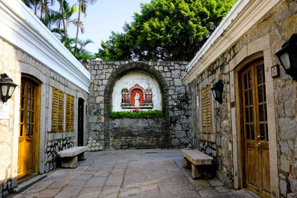 Thehistoric paved entrance to the Fortress Mount in Macau