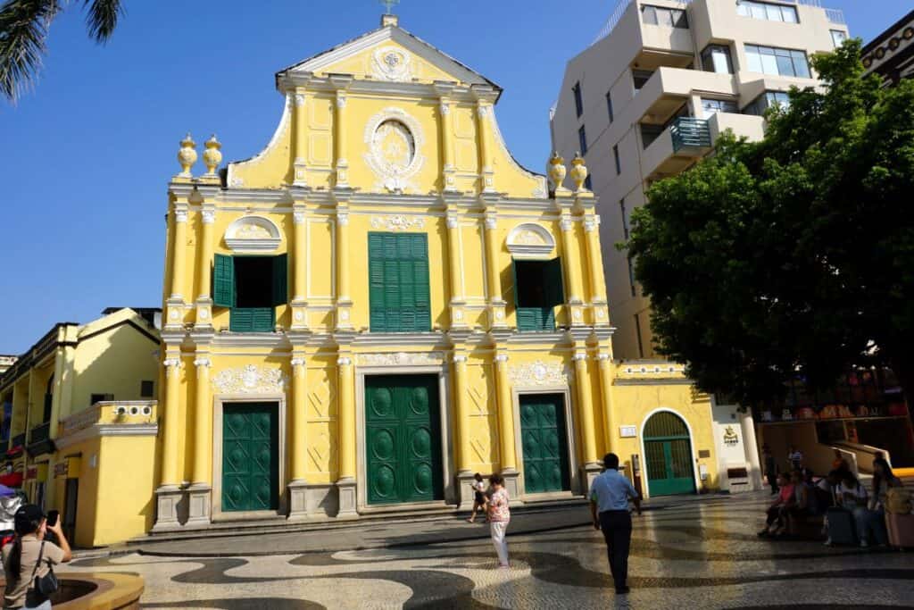 St Domingos Church a yellow Baroque style Cathedral in Macau