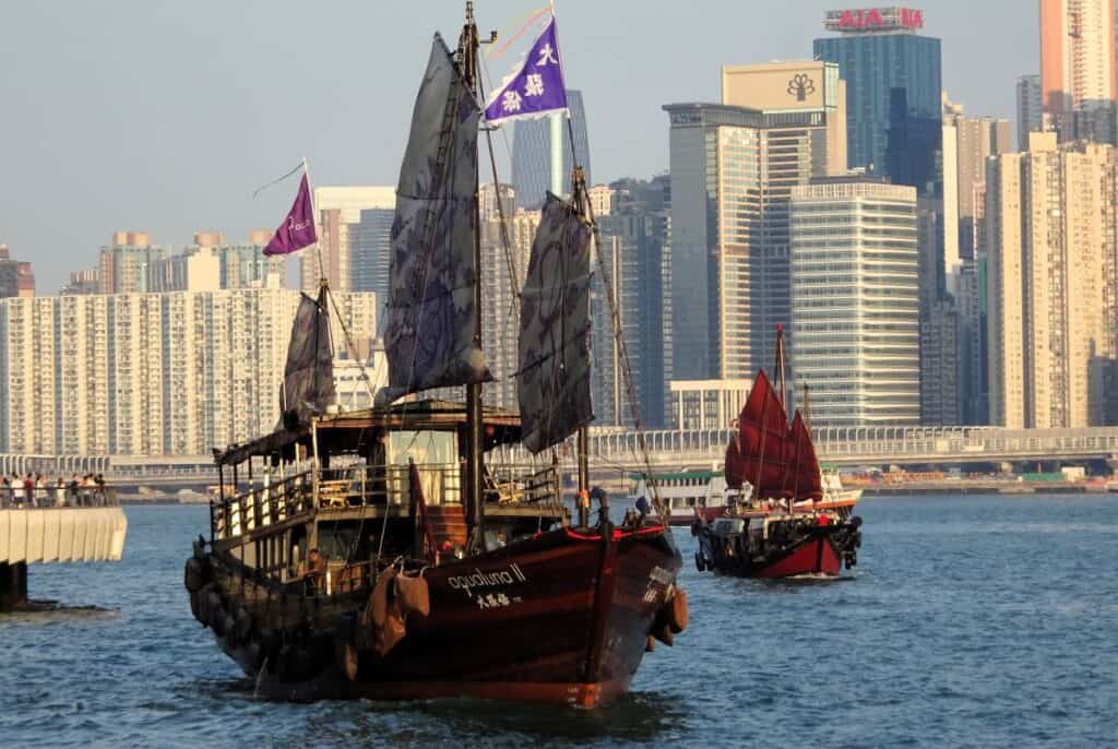 Junk boats on Victoria Harbour Hong Kong