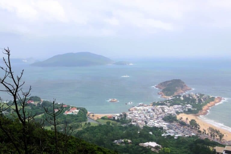 view of islands and beach from the Hong Kong Dragon's back Hiking Trail