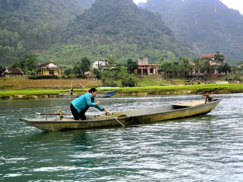 boat on the River in Phong Nha Vietnam