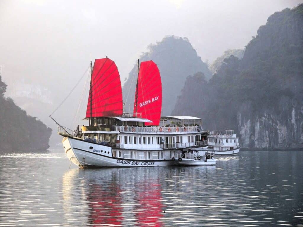 Overnight Halong Bay cruise junk boat