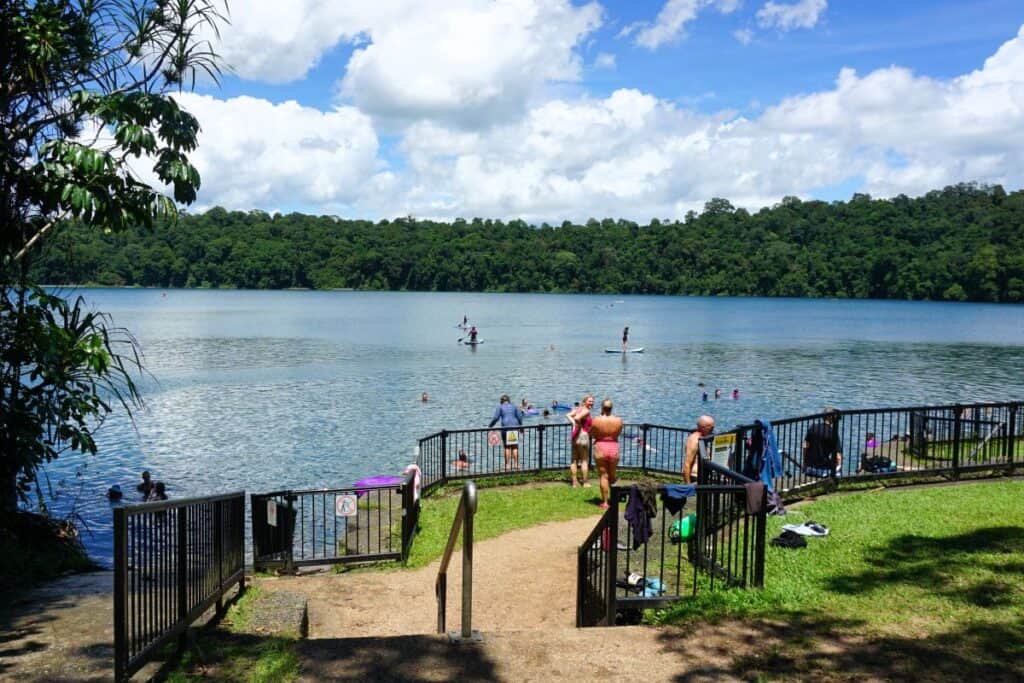 A large freshwater Lake surrounded by lush rainforest